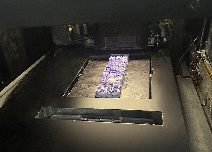 3Dプリンターで造形されたワックス原型。複雑なデザインも精密に再現。